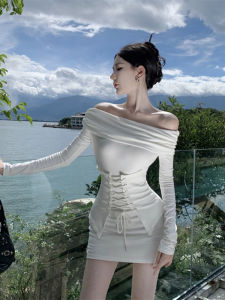 เผ็ด เด็กผู้หญิง สีขาว ผ้าพันแขนยาวเซ็กซี่ กระโปรงสั้น เดรส ผู้หญิง ฤดูใบไม้ร่วง ความสง่างามขนาดเล็ก เอว พรางหุ่น ทรงเอ เดรส