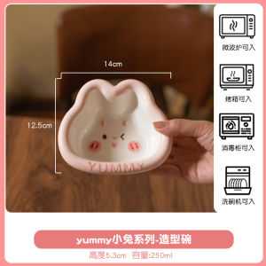 Bát Cơm Trẻ Em Underglaze Bằng Gốm Thỏ Dễ Thương Bộ Đồ Ăn Sử Dụng Tại Nhà Bát Nhỏ Hình Dạng Bất Đối Xứng Mềm Chữa