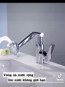 Vòi rửa mặt Lavabo nóng lạnh cổ xoay 1080 độ đa chiều củ đồng thân mạ Crom