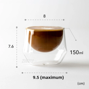 ZHIYU | Double Layered Glass Coffee Cup Heat Resistant Luxurious Design