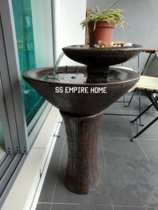 S1 Brown Feng Shui Water Fountain Pond Kolam Air Sandstone Garden Water Feature Balinese 风水流水喷泉瀑布池 Fish Waterfall Home