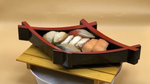 Tableware - ถาดซูชิโอเกะทรงเปียกปูน ถาดซูชิ ถาดอาหารญี่ปูน จานญี่ปูน จานซูชิ สีน้ำตาลแดง