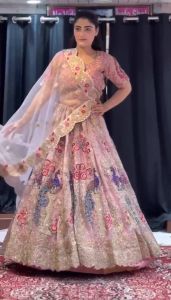 [PRE-ORDER] Semistitched Faux Georgette With Embroidered Lengha ( Delivery 10 Days )