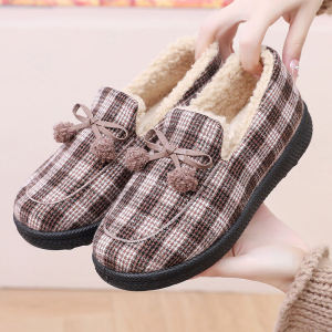 Giày Tods Lót Lông Bắc Kinh Cũ Mùa Đông Dép Bông Giày Đế Mềm Gân Bò Bốt Bông Giữ Ấm Hoàn Toàn Thủ Công Phong Cách Cổ Dép Đi Trong Nhà Nữ