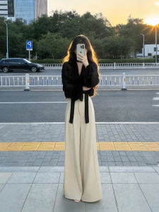 XUECAIQI | Versatile Office Korean Style Shirt and Wide Leg Pants Set