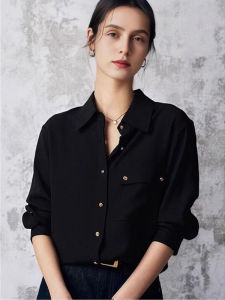 Trendy French Design Womens Shirt Long Sleeves Black