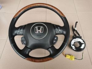*USED* HONDA ODYSSEY RB1 RB2 4 SPOKE WOODEN STEERING WHEEL WITH CLOCK SPRING