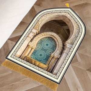 VIKAMA 3D Arch-Patterned Mosque Prayer Rug with Tassels Anti-Slip and Wear-Resistant Specialised Prayer Mat for Home Worship