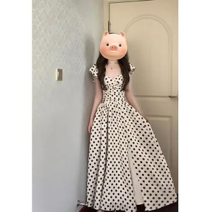 Shalldoer | Korean Sweet Polka Dot Waist Accentuating Slim Fit Dress