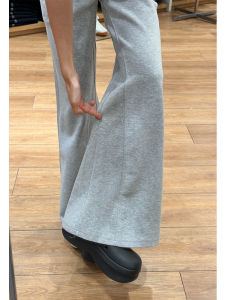 Extended Grey American Style Bell Bottom Pants Low Waist for Tall Women 175cm Loose Fit Casual Trousers Autumn Fashion