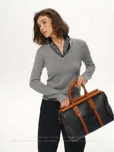 SHEITAOZI | V-Neck Solid Color Loose Fitting Long Sleeve Sweater