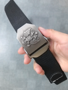 Canvas Web Belt Military Style with Antique Brass Buckle and Tip 120cm Long