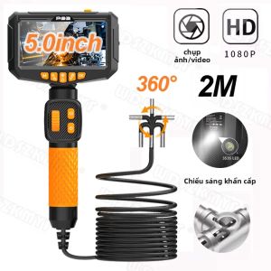 360 ° Camera Nội Soi Công Nghiệp Cầm Tay Màn Hình 5.0 Inch HD 1080P Chống Nước IP67 Camera Rắn 6mm Dùng Cho Đường Ống Cống Kiểm Tra Đường Ống