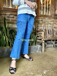 Celana Jeans Wanita Cutbray Cargo