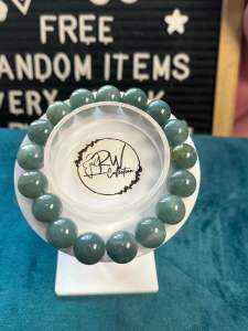 Blue Water Jade natural stone bracelet 11 - 12mm bead size 16cm wrist size