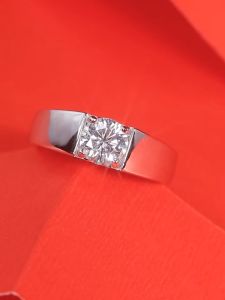 925 Sterling silver Mens Business Ring 1 Carat Mosan Diamond Ring With Certificate