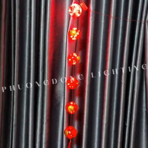 Dây Đèn LED Lồng Đèn Chữ Phúc 5 Quả màu đỏ Thả dài 1m Bóng to hiệu ứng ánh sáng đẹp Trang trí Lễ Tết