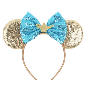 2025 Disney Castle Fireworks Mouse Ears Headband Sequins Bow Hairband For Girls Children Featival Party DIY Hair Accessories