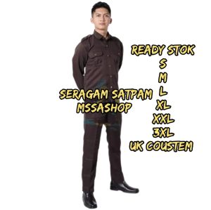 stelan seragam safary satpam warna coklat hitam bahan twist terbaru 2023