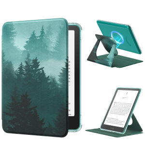 MoKo 360° Rotating Case for 7" Kindle Paperwhite 12th Generation 2024 & Kindle Colorsoft 2024/2025 Magnetic Protective Adjustable StandCover with Auto Wake/Sleep