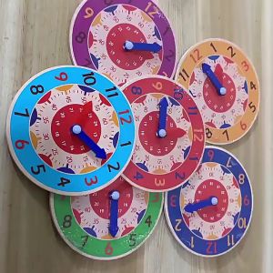 Bevavar Jam Anak Kayu Belajar Jam Anak Mainan Edukasi Puzzle Jam Anak Wooden Clock Toys