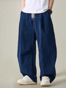 กางเกงขายาวทรงหลวมสไตล์ทหารร่มฤดูร้อนสำหรับผู้ชายและผู้หญิง กางเกงขายาวทรงตรงลำลองแห้งเร็ว กางเกงขายาวทรงตรงสำหรับคู่รัก