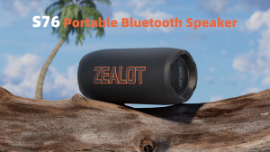 ZEALOT S76 Bluetooth Speaker 50W Heavy Bass 8000mAh Bluetooth5.2 RGB Ring Light TWS Pairing 360° Surround Sound Multi‑source Input Portable Shoulder Strap for Outdoor Camping Beach Party Home Desktop PC Entertainment