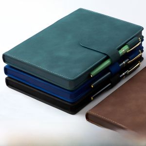 A5 Notebook Book Stationery Minimalist Business Office Leather Surface Exquisite Classy 2024 New Arrival Diary B5 Meeting Notebook Soft Leather Thickened Work Notepad with Buckle Custom Printable Logo