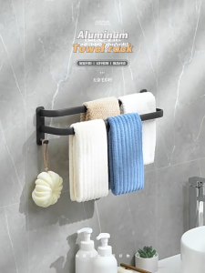 Ecoco Towel Holder for Bathroom Aluminum Towel Rack Organizer Wall-mounted Drill-free 3 Length