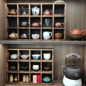 MUYI | New Chinese Style Solid Wood Grid Display Shelf