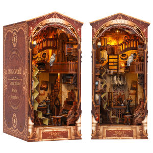 New DIY Book Nook Miniatures Shelf Insert Dollhouse Model Building Kit Wooden Bookshelf Bookend Home Decoration New Year Gifts