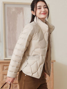 NVSHENJI | Lightweight Short Womens Down Jacket Fashionable Stylish Warm Outerwear Korean Style Straight Cut Nylon Fabric White Duck Down