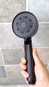 hand shower mandi hitam set model bulat 5 mode pancuran air halus kencang deras 07BL black