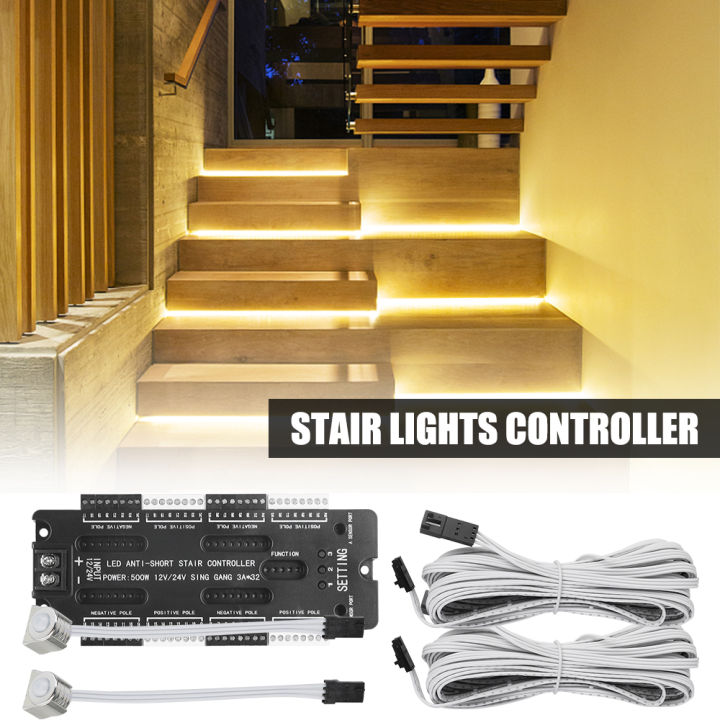 32 Channels Automatic DC 12V 24V Stair Light Controller Kit Adjustable ...