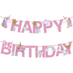 Unicorn Theme Happy Birthday Banner for Birthday Party Deocration Favors Supplies