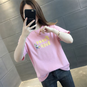 QKKshop เสื้อคอกลมสีพื้น ลายอักษรภาษาอังกฤษสวยๆใส่สบาย ใครเห็นเป็นว้าวว้าวว้าวว