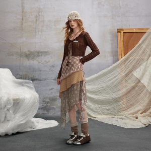 unifree | Đầm Chiffon Hoa Cổ Halter Đ eo Eo Gọn Dáng Không Đều Phối Ren Biển