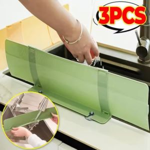 3Pcs Kitchen Sink Water Splash Guard Silicone Washing Basin Anti-splash Stops with Suction Cup Reusable Sink Guard Baffle Plate