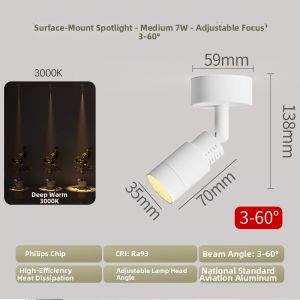 HUOQI | Dimmable Adjustable Mini Spotlight 3-60 Degrees