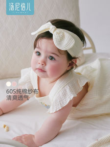 Pure Cotton Gauze Baby Cap Summer Infant Headband Sweet Hair Accessory for Newborns Toddler Girls Protective Headwear