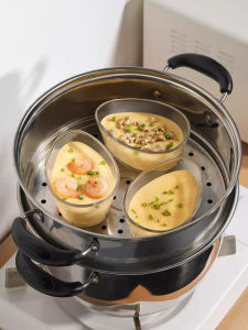 Food Grade Glass Steamed Egg Bowl with Lid Baby Complementary Food Steamed Dish Special Fan Shape Steaming Pot for Infants