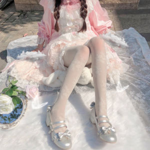 Sweet Lolita ลูกไม้ดอกไม้ Fairy Kawaii Tights JK แม่บ้าน COSPLAY Pantyhose ผู้หญิงด้านเดียวเป้าบางส่วนวัสดุ Jacquard