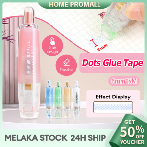Press Roller Dot Glue Tape Press Adhesive Roller 360 Degree Rotation Tip Pen Press Type Refillable Adhesive DIY Scrapbooking Dots Tape