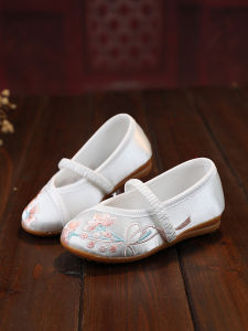 รองเท้าเต้นรำผ้าไหมปักลายสไตล์จีนสำหรับเด็กผู้หญิง รองเท้าผ้าใบโบราณ รองเท้าเต้นรำ รองเท้าผ้าไหมปักลาย รองเท้าเด็ก