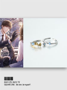 Lian with Bai Qi Blue Zircon Ring for Women Non-Fading Open Adjustable Finger Ring Original Design Luxury Fashion Jewelry