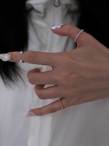 S925 Sterling Silver Ring with Small Beads Versatile Stackable round Bead Joint Ring Elegant Fashion Jewelry for Women