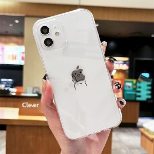 Creative Index Finger with Sunglasses Line Person Suitable for Apple 13 iPhone 12 pro Max Transparent Couple Womens 16 Max/15 Anti-Fall Case 6s/8 plus Protective Cover 7/se3 New Model 114