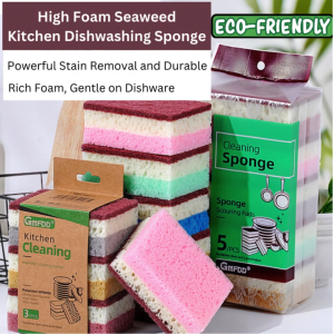[SG STOCK] Bundle of4/5/10 High Foam Seaweed  Kitchen Dishwashing Sponge | Yucca Scouring Pad | Kitchen Washing Sponges | Cleaning Sponge | Washing Pad