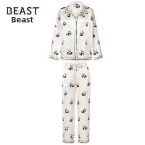 THEBEAST | Panda Print Mulberry Silk Pajamas for Couples