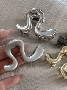 A Few Words Asymmetrical Metal Small Jaw Clip Female Special-Interest Design Fancy Barrettes Half Tie High Ponytail Shark Clip